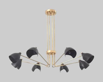 イタリア製ミッドセンチュリーのスティルノヴォ真鍮シャンデリア