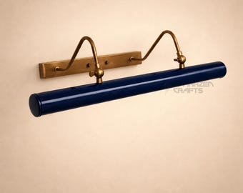 Modern Picture Light The Art Display Adjustable Italian Mid-Century Handmade Midnight Blue colored Brass Wall Sconce For Display and Decor