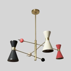 Stilnovo Sputnik Chandelier: Mid-Century Modern Brass Three-Arm Fixture