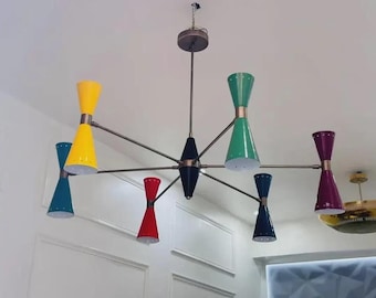 イタリア製ミッドセンチュリーのスティルノヴォ真鍮シャンデリア