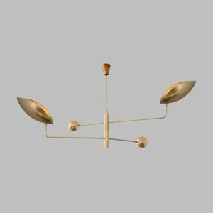 Mid-Century Brass Sputnik Chandelier - Two-Arm Italian Style Light