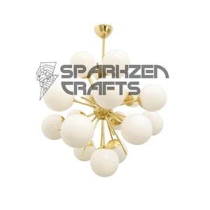Stilnovo Style Brass Chandelier: Mid-Century Modern Sputnik Light