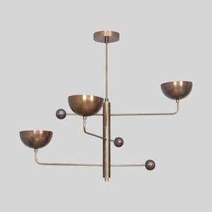 Mid-Century Brass Sputnik Chandelier - Three-Arm Italian Style