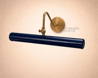 Modern Picture Light The Art Display Adjustable Italian Mid-Century Handmade Midnight Blue colored Brass Wall Sconce For Display and Decor