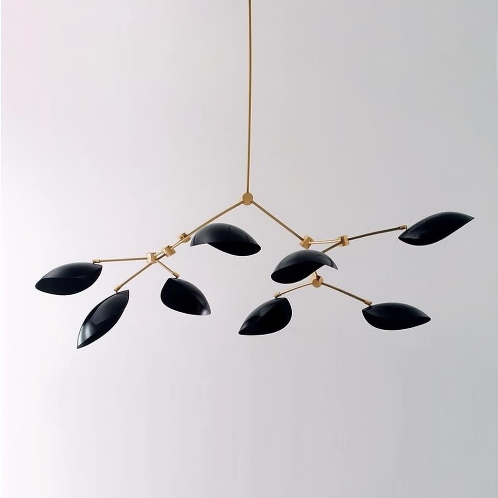 ミッドセンチュリー スプートニク シャンデリア：ブラック＆真鍮 8