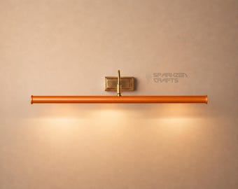 Modern Picture Light The Art Display Adjustable Italian Mid-Century Handmade Orange colored Brass Wall Sconce For Display and Decor