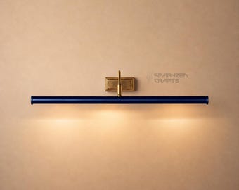 Modern Picture Light The Art Display Adjustable Italian Mid-Century Handmade Midnight Blue colored Brass Wall Sconce For Display and Decor