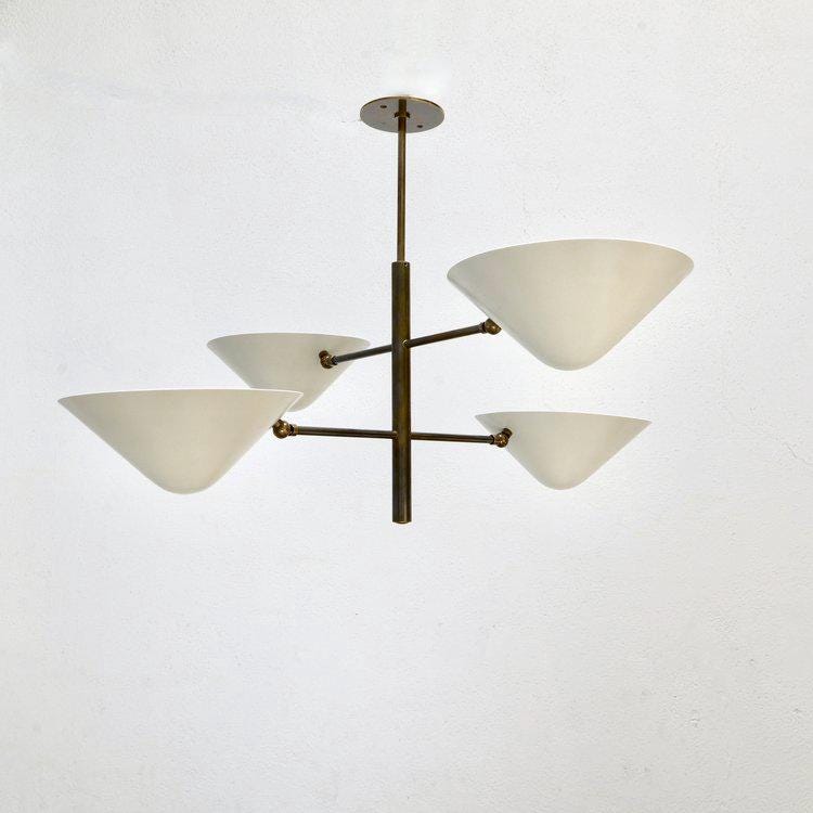 ミッドセンチュリー真鍮スプートニクシャンデリア - 4アームイタリア製