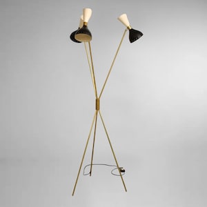 Stilnovo Style Diabolo Italian Marble Base Modern Mid Century Brass Sputnik Floor Lamp 3 White Diabolo Lighting