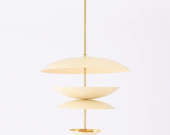 Italian Mid-Century 1950s Raw Brass Sputnik Pendant Light Fixture – Six-Light Modern Brass Chandelier