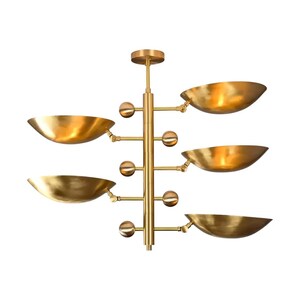 Italian Brass Sputnik Chandelier: Mid-Century Modern Five-Arm Lighting