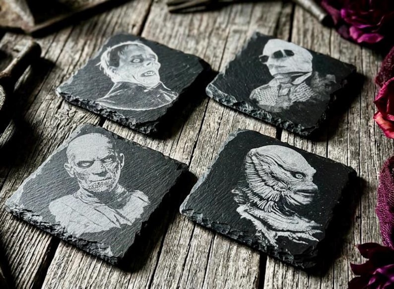 Universal Monsters Slate Coasters: Engraved Classic Horror Set #2 image 2