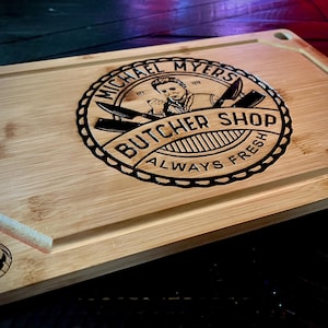 Cutting Board - Michael Myers Butcher Shop engraved on rectangle bamboo