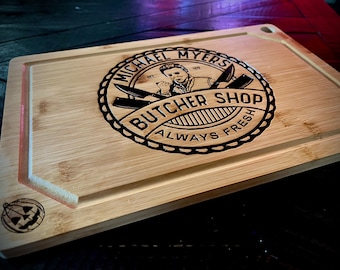 Cutting Board - Michael Myers Butcher Shop engraved on rectangle bamboo