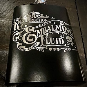 Flask - Resurrection Embalming Fluid 8oz Fun Adult Gift complete with funnel! Stainless Steel