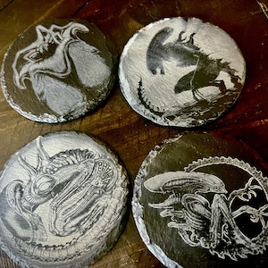 Coaster Set - Alien Xenomorph Engraved on Slate (Set of four)