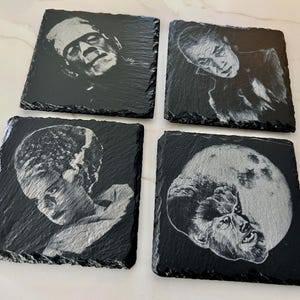 Universal Monsters Schiefer Untersetzer: Engraved Classic Movie Set 1