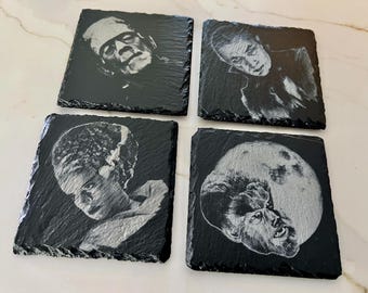 Universele leistenen onderzetters Monsters: gegraveerde klassieke filmset 1