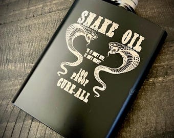 Flachmann - Snake Oil Edelstahl 8oz (mit Trichter)
