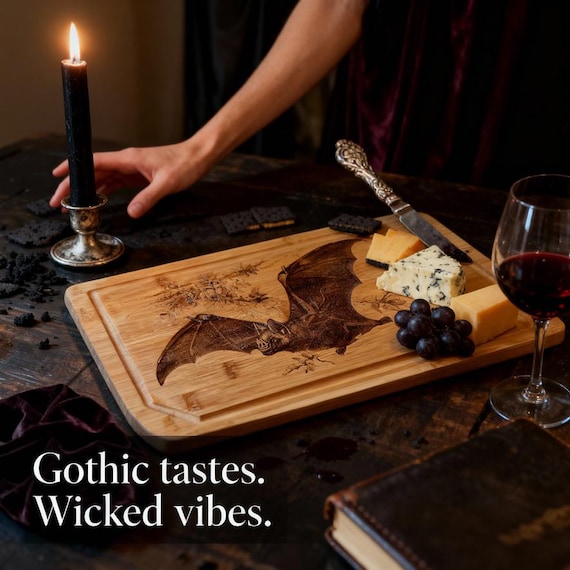 Schneidebrett - Klassische Gothic Viktorianische Fledermaus graviert auf  Bambus Charcuterie - Etsy.de