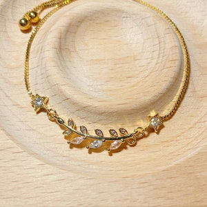 Dainty 14k Gold Zirconia Bracelet Chain, Minimalist Bracelet, Gift for Women