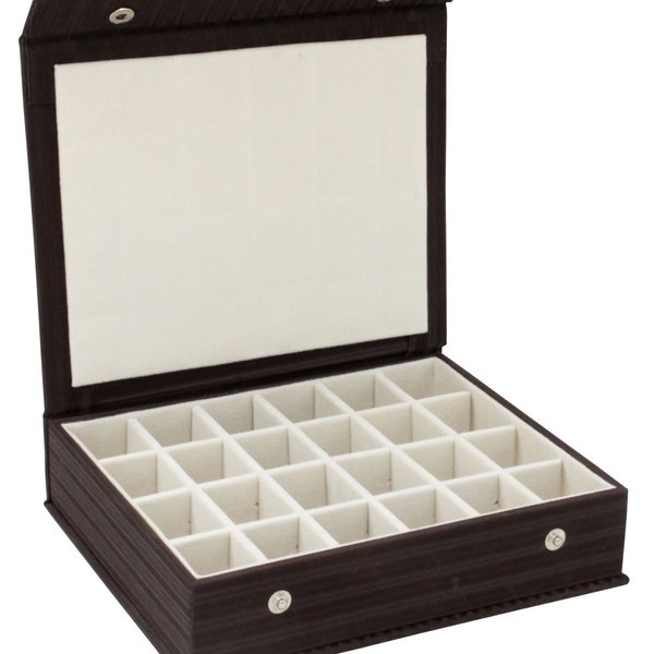 atorakushon PU-Leder 24 Abnehmbarer Grid Slot Fachteiler Schmuck Ring Ohrring Aufbewahrungsbox Vitrine Organizer für Geschenk Schwarz