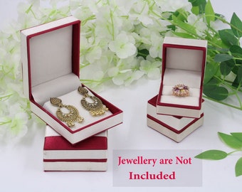 Velvet Ring & Earring Box Jewelry Organizer Storage Case For Travel Wedding Engagement for Women Girls Red