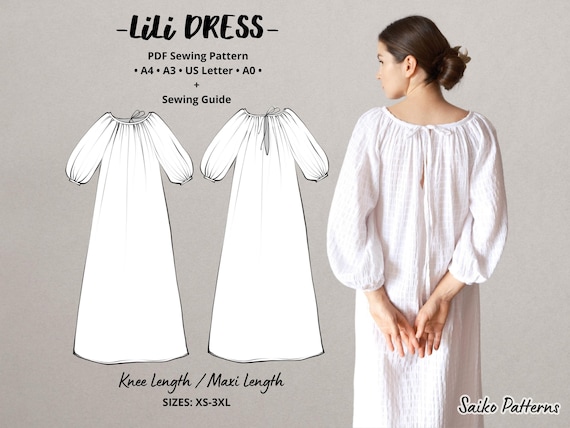 Puff Sleeve PDF, Linen Dress Pattern, Maternity Pattern, Smock Dress Pattern,  Tent Dress Pattern, Loose Linen Dress, Easy Dress Pattern - Etsy