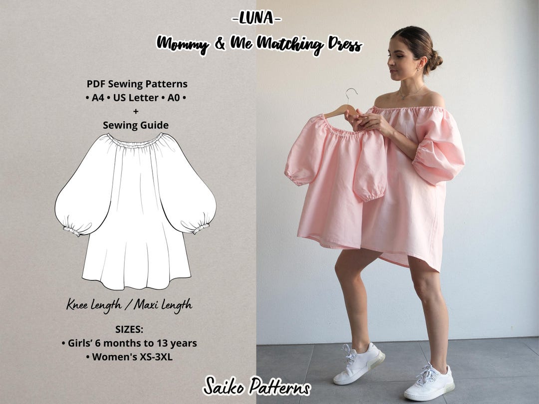 Patrón de vestido de lino para mamá y yo, patrón de vestido