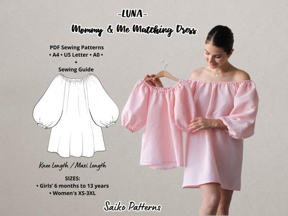 Mom and Me Dress, Linen Dress Pattern, Easy Sewing Dress, Smock Dress  Pattern, Long Dress Pattern, Easy Dress Pattern, Puffy Dress Pattern - Etsy