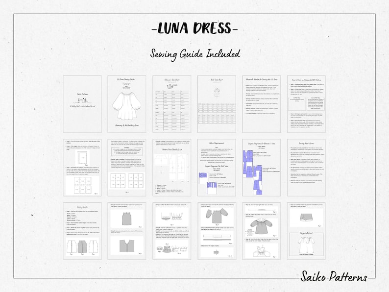 PDF-mönster för raglanklänning i smockmodell med puffärmar för alla kroppstyper, enkel sömnad, nybörjarvänligt löst klänningsmönster för kvinnor bild 9