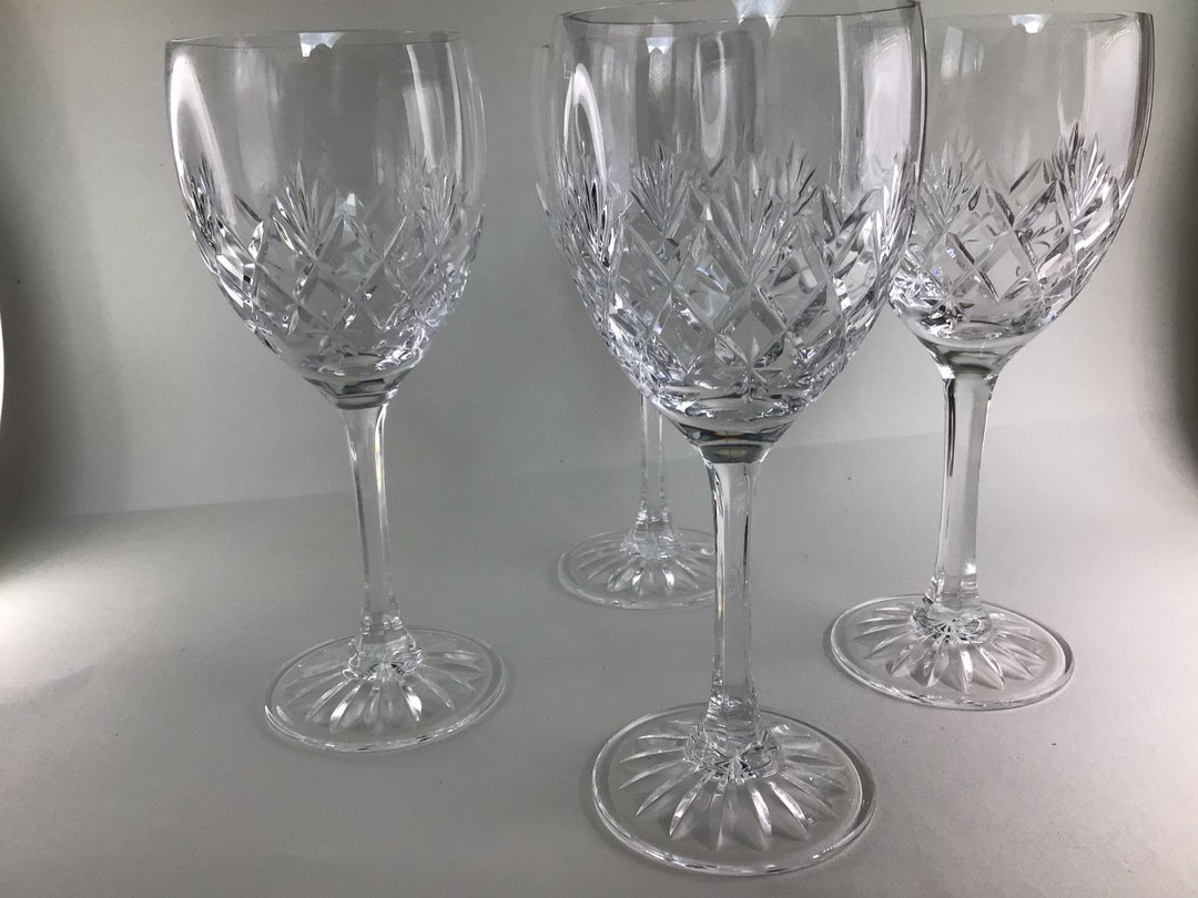 Set of 4 Vintage Cut Glass Wine Glasses Etsy UK