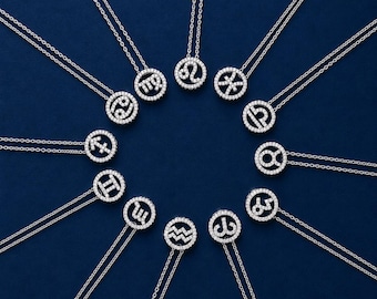 Collier zodiaque : pendentif Constellation en moissanite, bijoux célestes - Argent sterling rhodié