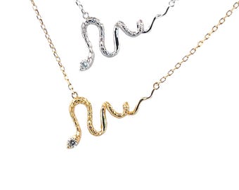 Pendentif serpent moissanite en or 14 carats : collier serpent en argent sterling