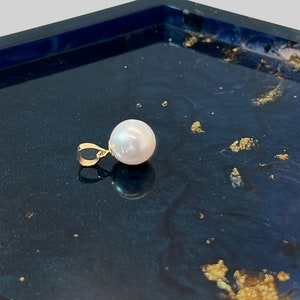 Elegant 14K Gold Freshwater Pearl Necklace, 6-9MM Cultured Pearl Pendant, Single Cultured White Pearl Pendant in Solid 14K Gold