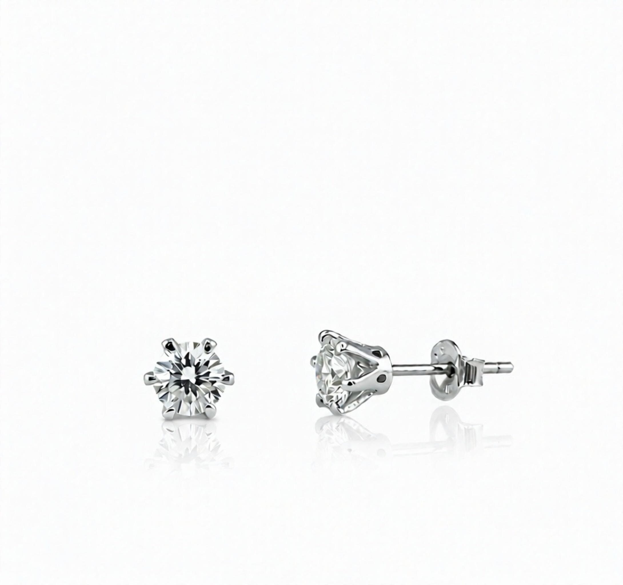 thumbnail interactive-video image 1 of Silverstone NYC VVS1 Moissanite Stud Earrings – 0.44ctw To 8ctw, 925 Sterling Silver, GRA Certified 1 of 4