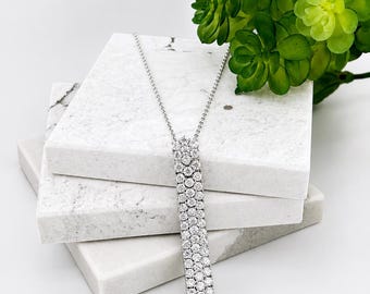 Collier pendants barre Moissanite 3,5 CTTW, argent sterling plaqué rhodium
