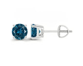 Clous d'oreilles avec pierre de naissance de 6 mm | Argent sterling, or 14 carats | Clous vissés en pierres précieuses