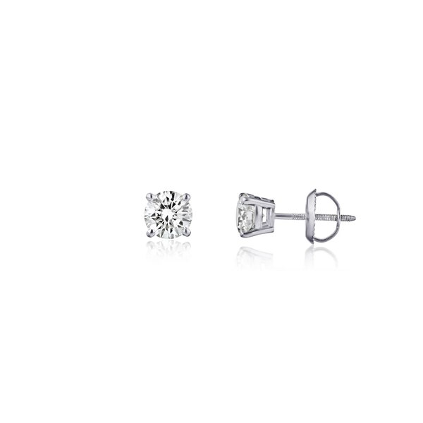 Diamond Stud Earrings (1/4 ct. t.w.) in 14K White Gold, Round Cut 0.25 ctw Diamond Screwback Stud Earrings, Second Hole Piercings Earrings