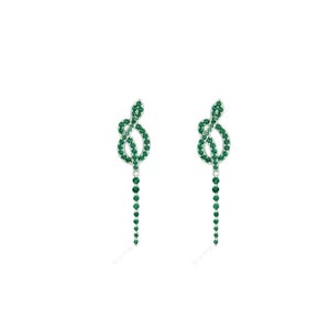 Emerald Snake Earrings, Rhodium Plated 925 Silver Serpent Drop Earrings, Dainty Dangle Earrings, Unique Animal Jewelry, Minimalist Earrings