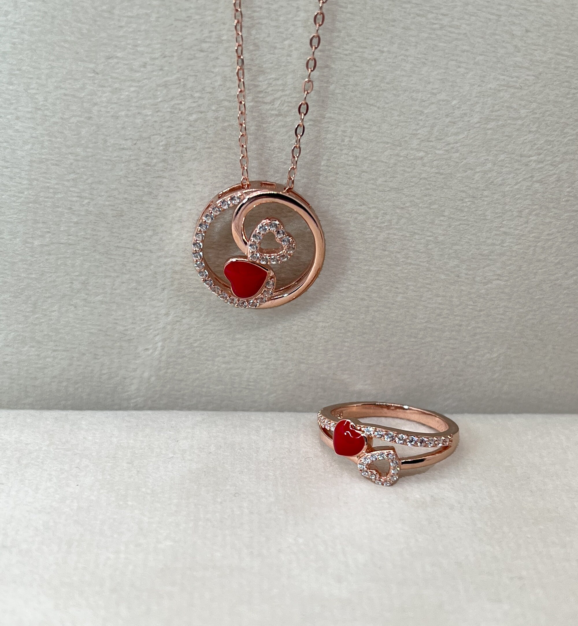 Rose Gold Plated 925 Sterling Silver Heart Necklace-18