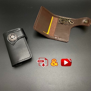 Leren sleuteletui met kaartvak / West-sleutelhanger / PDF-naaipatroon (A4) en video-instructies