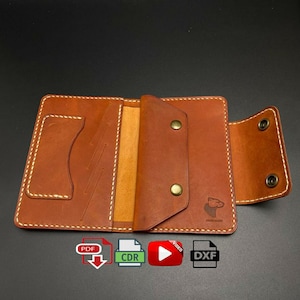 DIY Porta documentos de cuero Patrón PDF, Cartera de viaje Plantilla digital dxf - cdr listo para corte por láser Titular de la tarjeta
