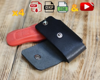 DIY Leather Key fob stitch and No-stitch PDF Pattern A4 - Digital template key holder - dxf, cdr laser cutting leather cover Key Case