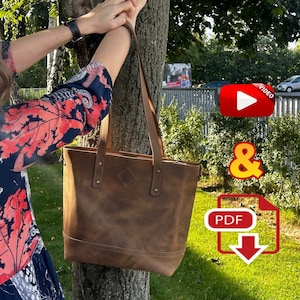 Damen Ledertasche / Tote Bag Classic /  Shopper PDF Schnittmuster (A4) und Videoanleitung