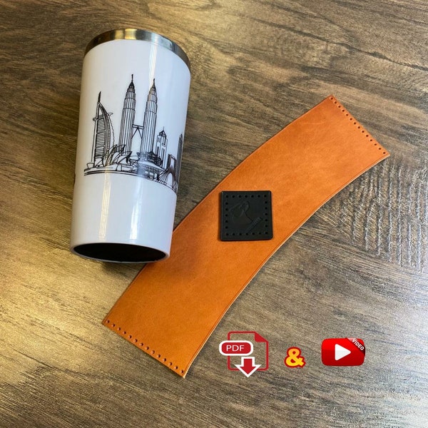 Housse en cuir pour tasses à café / Patron de couture PDF (A4) et instructions vidéo