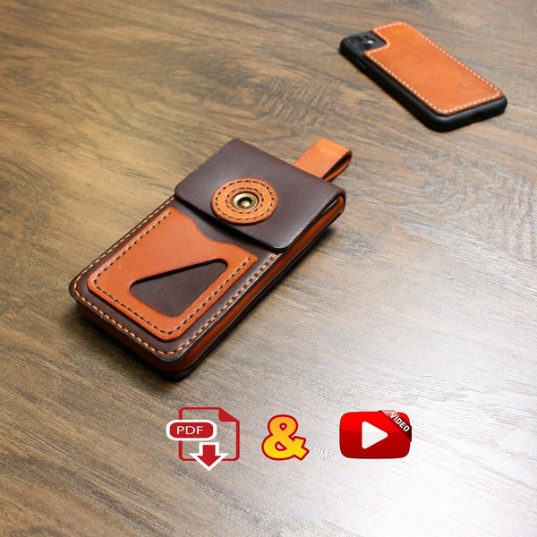 Leder Handytasche für iPhone / Gürteltasche / Leather Phone Bag    PDF Schnittmuster (A4) und Videoanleitung