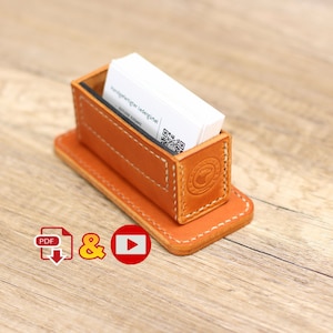 Titular de la tarjeta de visita de cuero / Titular de la tarjeta de visita del escritorio de cuero / Patrón de costura PDF (A4) e instrucciones en video