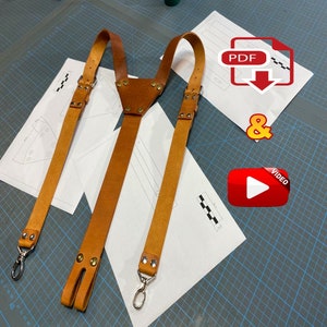 Leather Suspenders - Chest Harness Pattern PDF for Leather DIY - Digital Template and Video Tutorial