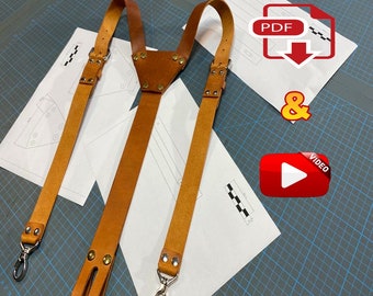 Leather Suspenders - Chest Harness Pattern PDF for Leather DIY - Digital Template and Video Tutorial